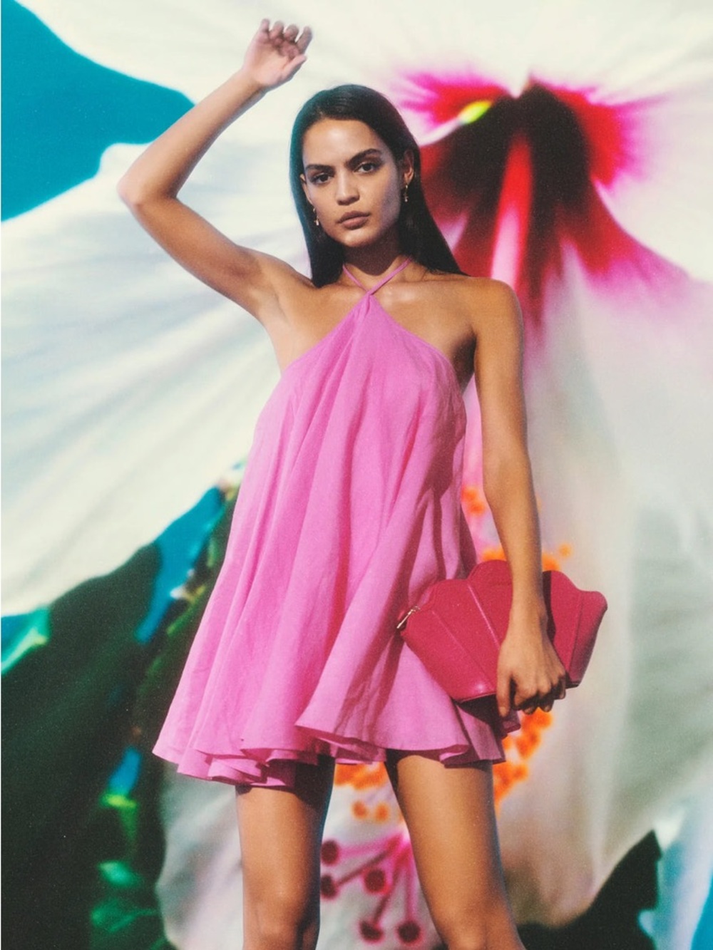 The Wolf Gang Lolana Ramie Mini Dress in Candy Pink Size Small - Picture 2 of 8